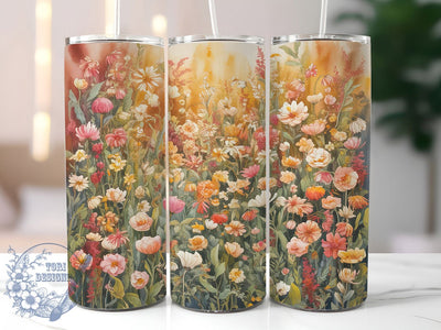 Meadow Florals 20oz Tumbler, Meadow, Floral Motif, Rustic Style, Elegant Design, Nature Theme, Skinny Tumbler, Sublimation PNG Sublimation ToriDesigns 
