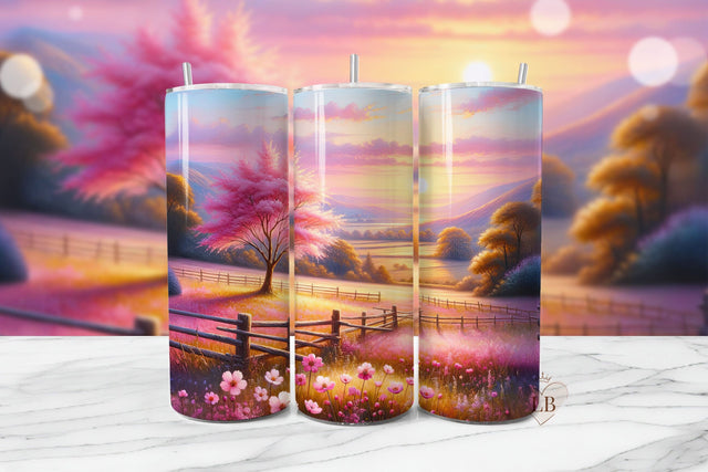 Meadow Sunset Tumbler Wrap PNG Sublimation BijouBay 