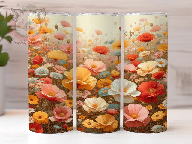 Meadow Wildflower Botanical Tumbler, Meadow Pattern Cup, Nature Lover Gift, Botanical Pattern Wrap, Field Flower Art, Prairie Design Gift, Garden Theme Cup Sublimation Lara' s Designs 