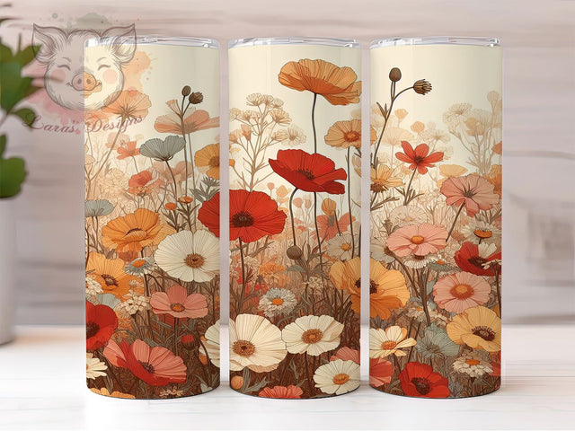 Meadow Wildflower Botanical Tumbler, Meadow Pattern Cup, Nature Lover Gift, Botanical Pattern Wrap, Field Flower Art, Prairie Design Gift, Garden Theme Cup Sublimation Lara' s Designs 