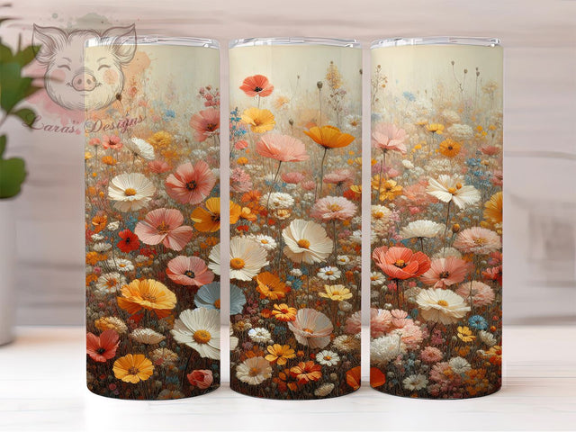 Meadow Wildflower Botanical Tumbler, Meadow Pattern Cup, Nature Lover Gift, Botanical Pattern Wrap, Field Flower Art, Prairie Design Gift, Garden Theme Cup Sublimation Lara' s Designs 