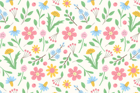 Meadow Wildflowers Seamless Pattern JPG PNG EPS Digital Pattern Rin Green 
