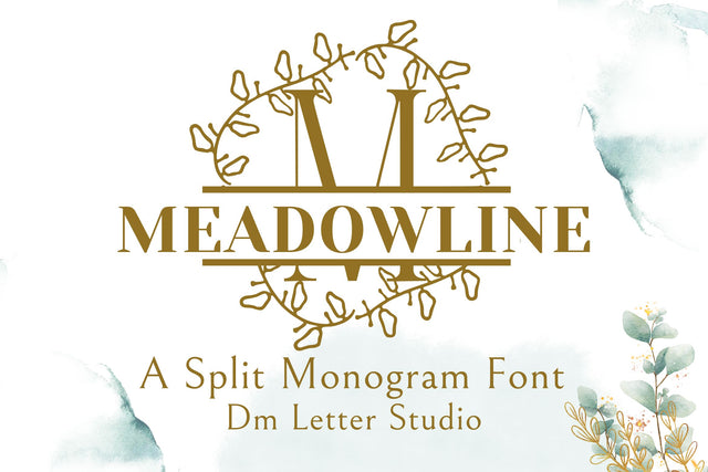 MeadowLine Split Monogram Font Dm Letter Studio 