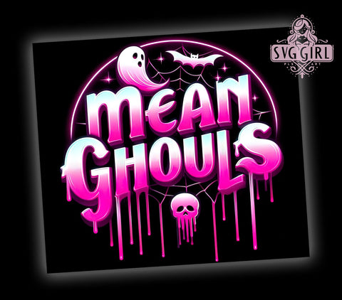 Mean Ghouls 20oz Tumbler Wrap Sublimation Design, Straight Tapered Tumbler Wrap, Spooky Season Tumbler Png, Instant Digital Download Sublimation SvggirlplusArt 
