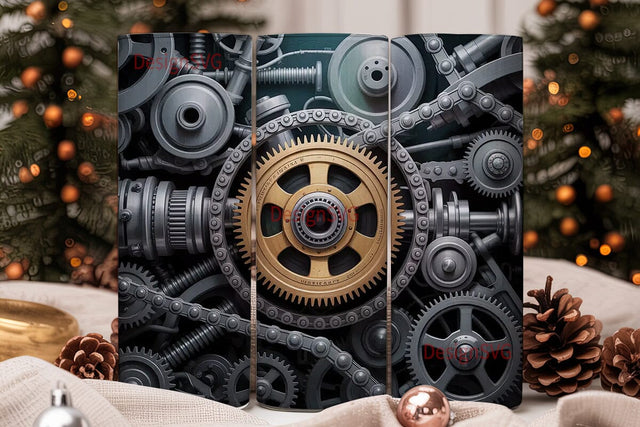 Mechanic Gears 20oz Tumbler Wrap Sublimation DesignSVG 