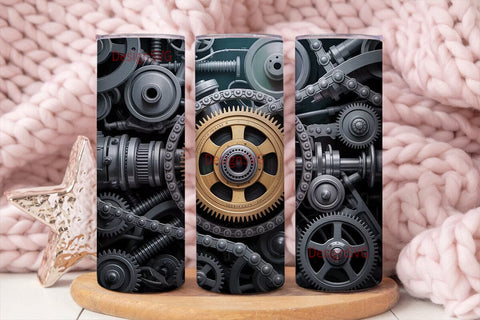 Mechanic Gears 20oz Tumbler Wrap Sublimation DesignSVG 