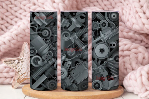 Mechanic Gears 20oz Tumbler Wrap Sublimation DesignSVG 