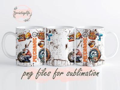 Mechanic Mug Wrap Design, Instant Digital Design Download Mug Wrap Design, Mug Design PNG Sublimation PrintingLife 