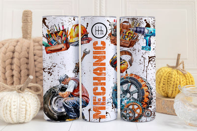Mechanic Tumbler Wrap 20 Oz Skinny Sublimation Tumbler PNG, Car Truck Tumbler PNG Design Digital Download for Straight Tapered Tumbler Sublimation BouDesign 