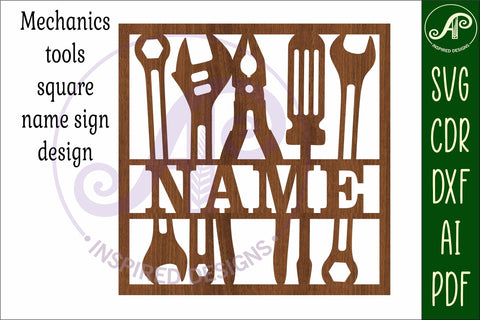 Mechanics tools square named wall sign or card topper svg SVG APInspireddesigns 