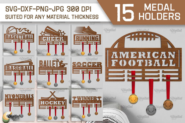 Medal Display Laser Cut Bundle. Medal Holders SVG SVG Evgenyia Guschina 