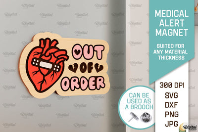 Medical Alert Magnet Laser Cut. Wooden Magnet SVG SVG Evgenyia Guschina 