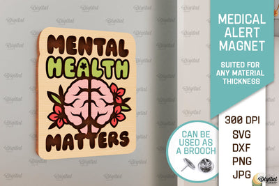 Medical Alert Magnet Laser Cut. Wooden Magnet SVG SVG Evgenyia Guschina 