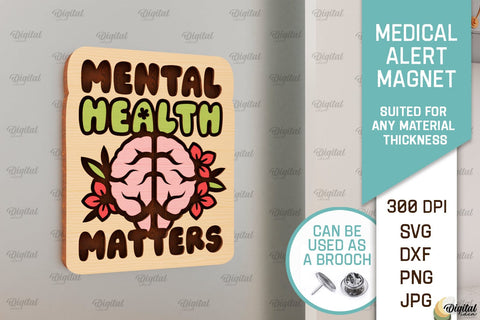 Medical Alert Magnets Laser Cut Bundle. Wooden Magnets SVG SVG Evgenyia Guschina 