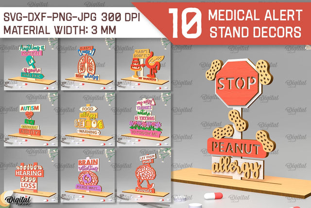 Medical Alert Stands Laser Cut Bundle. Medical Decor SVG SVG Evgenyia Guschina 