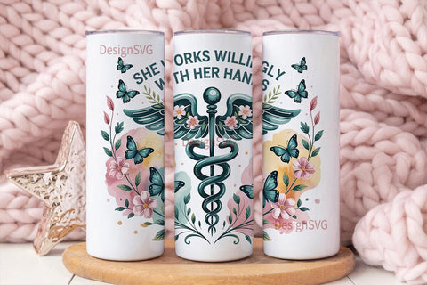 Medical Caduceus 20oz Tumbler Wrap Sublimation DesignSVG 