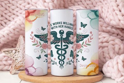 Medical Caduceus 20oz Tumbler Wrap Sublimation DesignSVG 