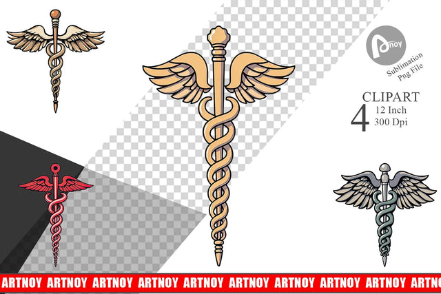 Medical Caduceus Clipart Sublimation artnoy 