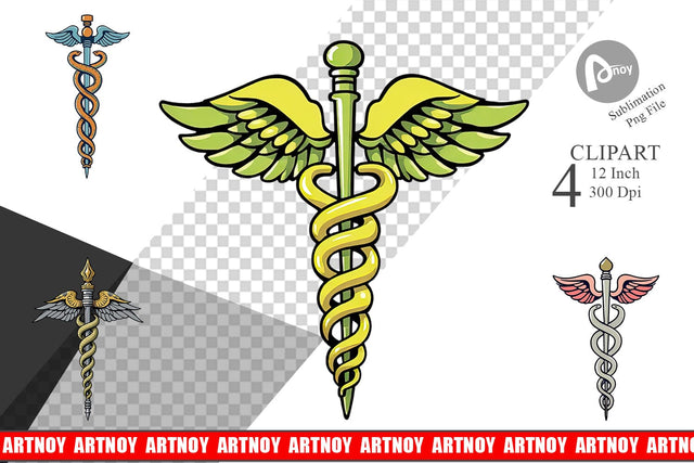 Medical Caduceus Clipart Sublimation artnoy 