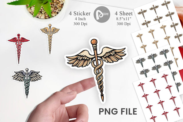 Medical Caduceus Sticker Sublimation artnoy 