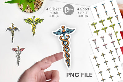 Medical Caduceus Sticker Sublimation artnoy 