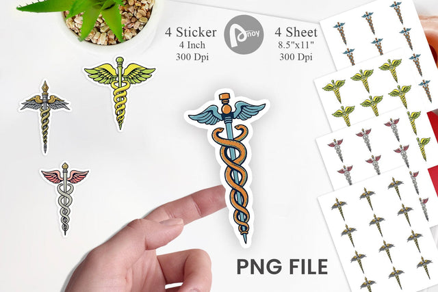 Medical Caduceus Sticker Sublimation artnoy 