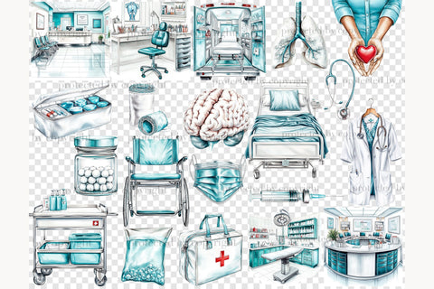 Medical Clipart Set | Nurse & Doctor PNG Illustrations SVG GlamArtZhanna 
