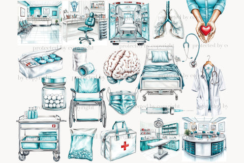 Medical Clipart Set | Nurse & Doctor PNG Illustrations SVG GlamArtZhanna 