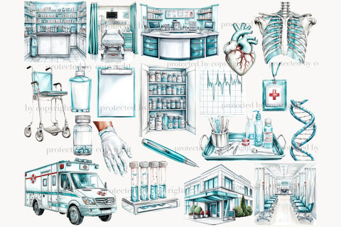 Medical Clipart Set | Nurse & Doctor PNG Illustrations SVG GlamArtZhanna 