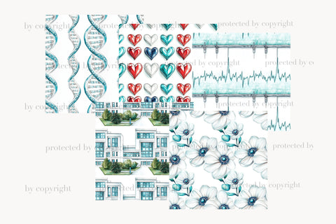 Medical Digital Paper Set | Healthcare Patterns & Hospital Digital Pattern GlamArtZhanna 