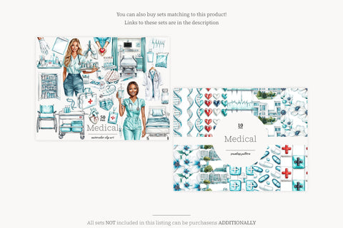 Medical Digital Paper Set | Healthcare Patterns & Hospital Digital Pattern GlamArtZhanna 