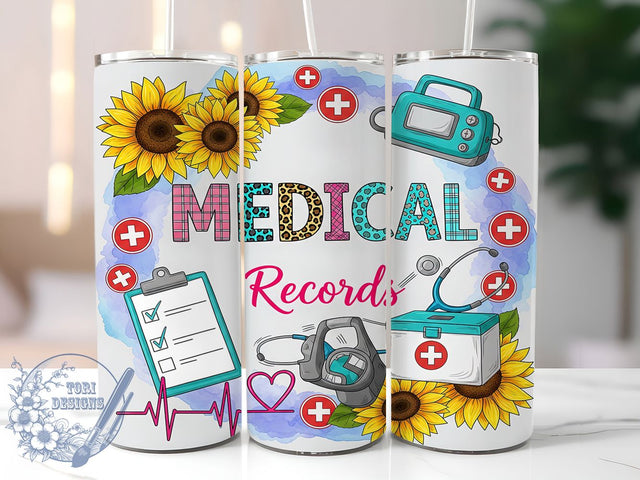 Medical Records Funny Healthcare Tumbler, Healthcare Worker Wrap, 20oz Sublimation Design, Funny Medical PNG, Nurse Office Tumbler, Doctor Gift Wrap, Hospital Staff Cup Design Sublimation ToriDesigns 