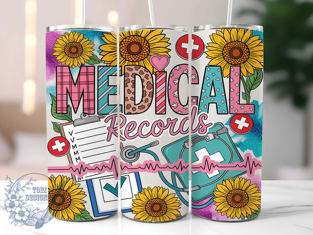 Medical Records Funny Healthcare Tumbler, Healthcare Worker Wrap, 20oz Sublimation Design, Funny Medical PNG, Nurse Office Tumbler, Doctor Gift Wrap, Hospital Staff Cup Design Sublimation ToriDesigns 