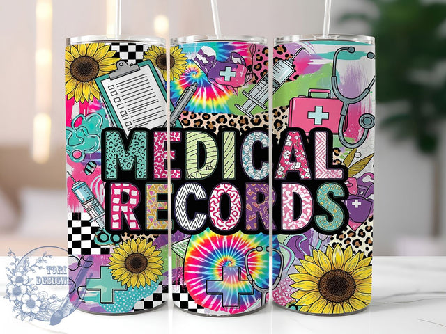 Medical Records Funny Healthcare Tumbler, Healthcare Worker Wrap, 20oz Sublimation Design, Funny Medical PNG, Nurse Office Tumbler, Doctor Gift Wrap, Hospital Staff Cup Design Sublimation ToriDesigns 