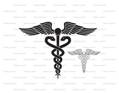 Medical Symbol - Caduceus Snake with Stick and Wings. Rod of Asclepius. Emblem for Drugstore. Pharmacy Icon. SVG TribaliumArtSF 
