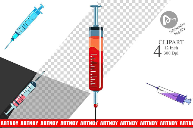 Medical Syringe Clipart Sublimation artnoy 