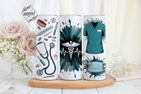 Medical Teal Watercolor 20oz Tumbler Sublimation sassyprint 