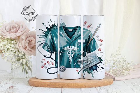 Medical Teal Watercolor 20oz Tumbler Sublimation sassyprint 