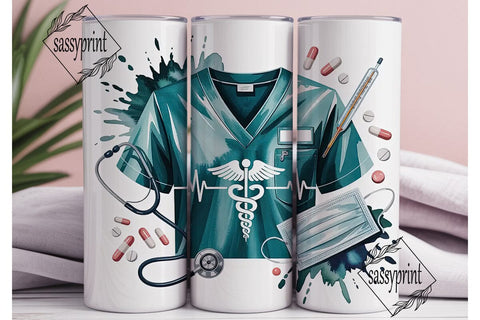 Medical Teal Watercolor 20oz Tumbler Sublimation sassyprint 