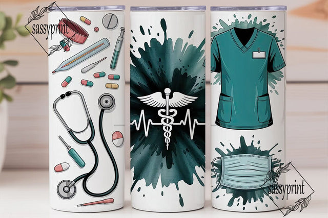 Medical Teal Watercolor 20oz Tumbler Sublimation sassyprint 