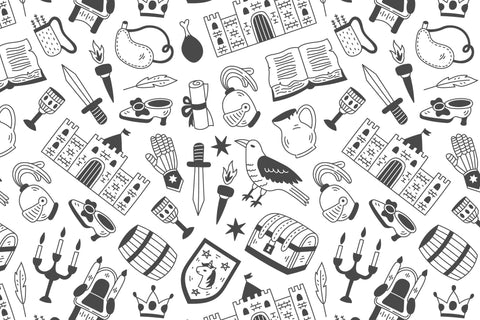 Medieval Historical Middle Ages Seamless Pattern Background Digital Pattern Rin Green 