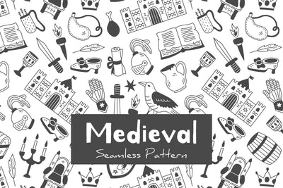 Medieval Historical Middle Ages Seamless Pattern Background Digital Pattern Rin Green 