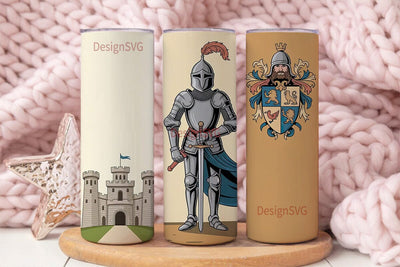 Medieval Knight Tumbler Wrap Sublimation DesignSVG 