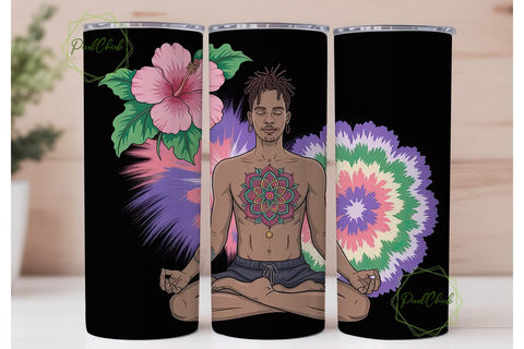 Meditating Man Tie-Dye 20oz Tumbler Wrap Sublimation PixelChick 