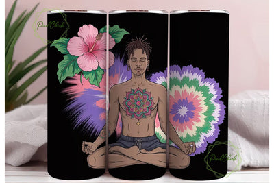 Meditating Man Tie-Dye 20oz Tumbler Wrap Sublimation PixelChick 