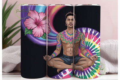Meditating Man Tie-Dye 20oz Tumbler Wrap Sublimation PixelChick 