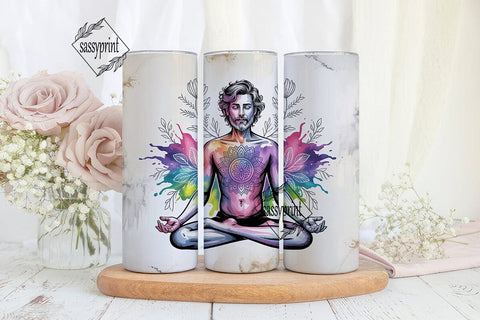Meditating Man Tumbler Wrap Sublimation sassyprint 