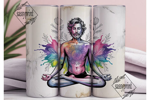 Meditating Man Tumbler Wrap Sublimation sassyprint 