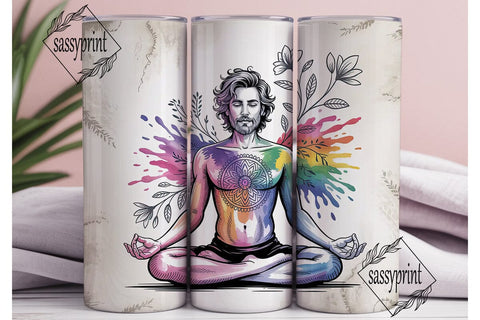 Meditating Man Tumbler Wrap Sublimation sassyprint 