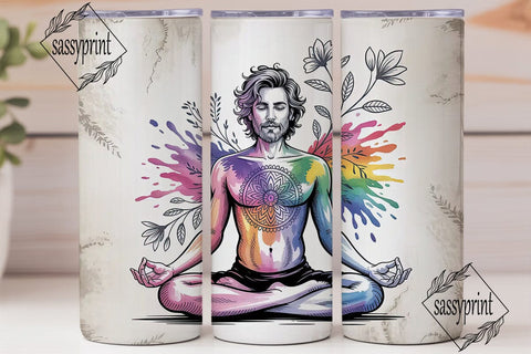 Meditating Man Tumbler Wrap Sublimation sassyprint 